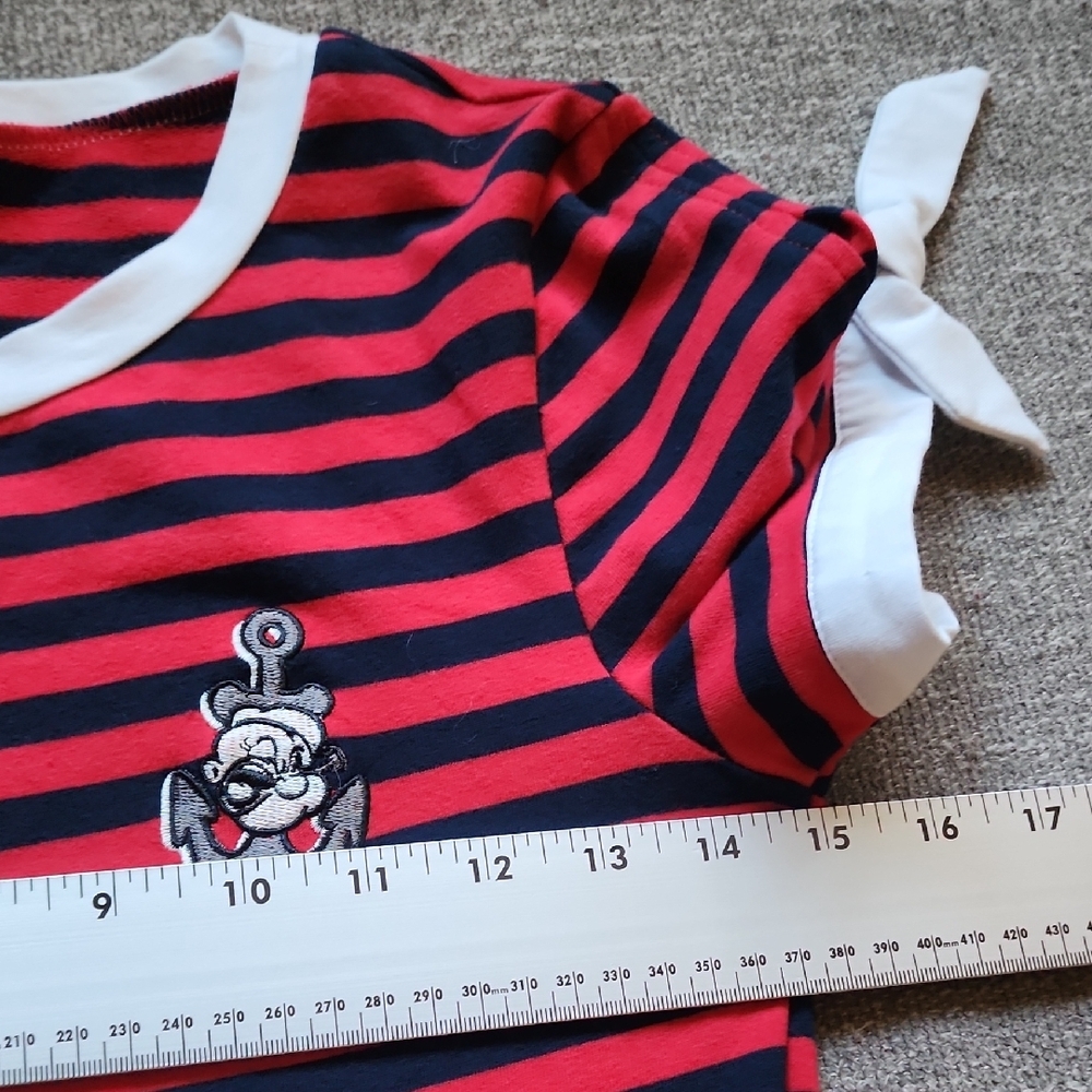 Popeye x Unique Vintage Red & Black Striped Retro Fit & Flare Dress - Picture 8 of 11